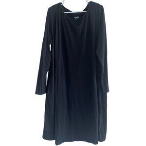 Wool& Womens Rowena Swing Dress Sz XXL Long Black Merino Wool Blend Pockets